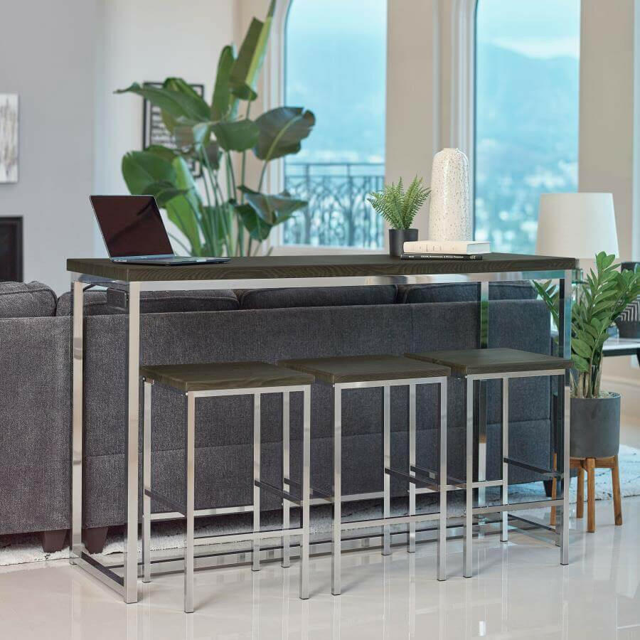 Marmot Modern 4-piece Rectangle Counter Height SetRectangle Counter Height SetCoaster FurnitureColor: White Marble, Dark Oak